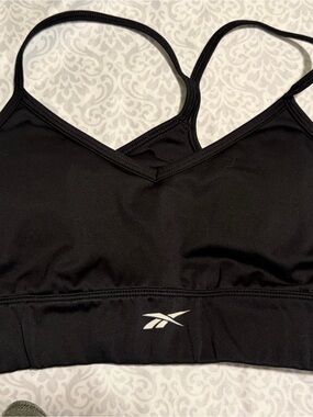 Reebok Black Double-Strap V-Neck Sports Bra